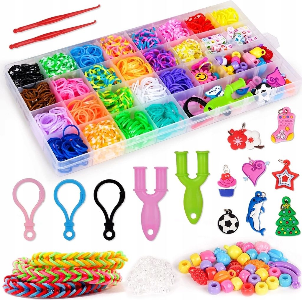 1500+ Loom Bänder Set Kit für Armbänder DIY Elastisches Loombänder Kinder für Anfänger Junge Mädchen Geschenk