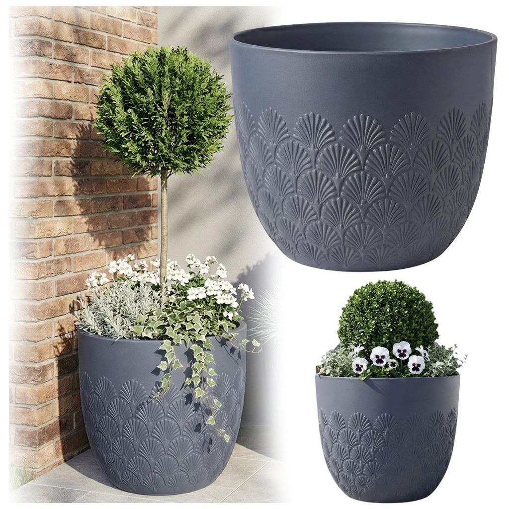Pflanzkübel Melody 35 cm Blau - Blumentopf mit Bewässerungssystem, Frostbeständig, Balkon Terrasse Blumentopf für drinnen und draußen
