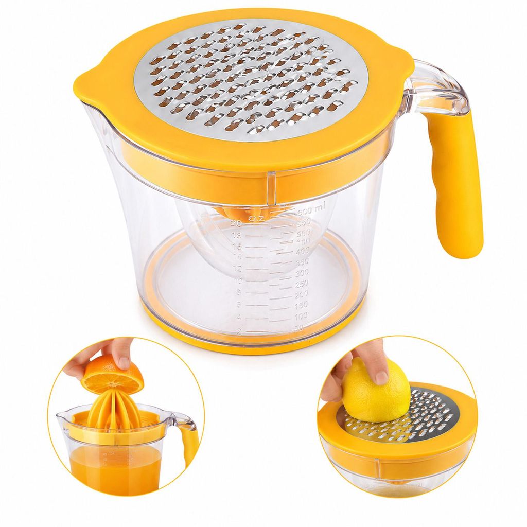 Zitrus-Handentsafter für Zitronen, Orangen und Grapefruits, manueller Entsafter,robust und langlebig, Drehpress-System mit Sieb und 20-oz-Saftbeh...