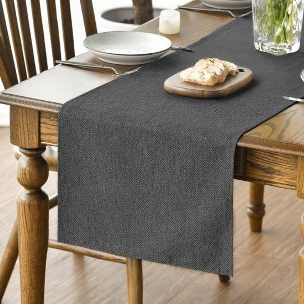 Graue Tischdecke, wasbar, 40x240 cm, Herbst Dekoration