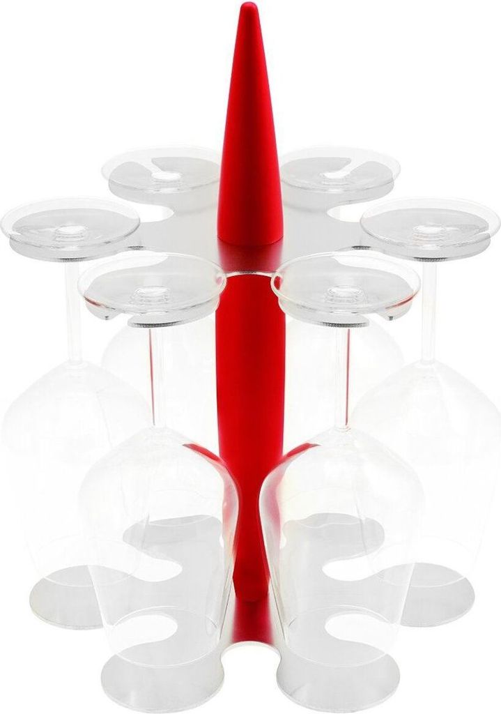 Legnoart Glashalter mit 6 Gläser Rot FH-1R