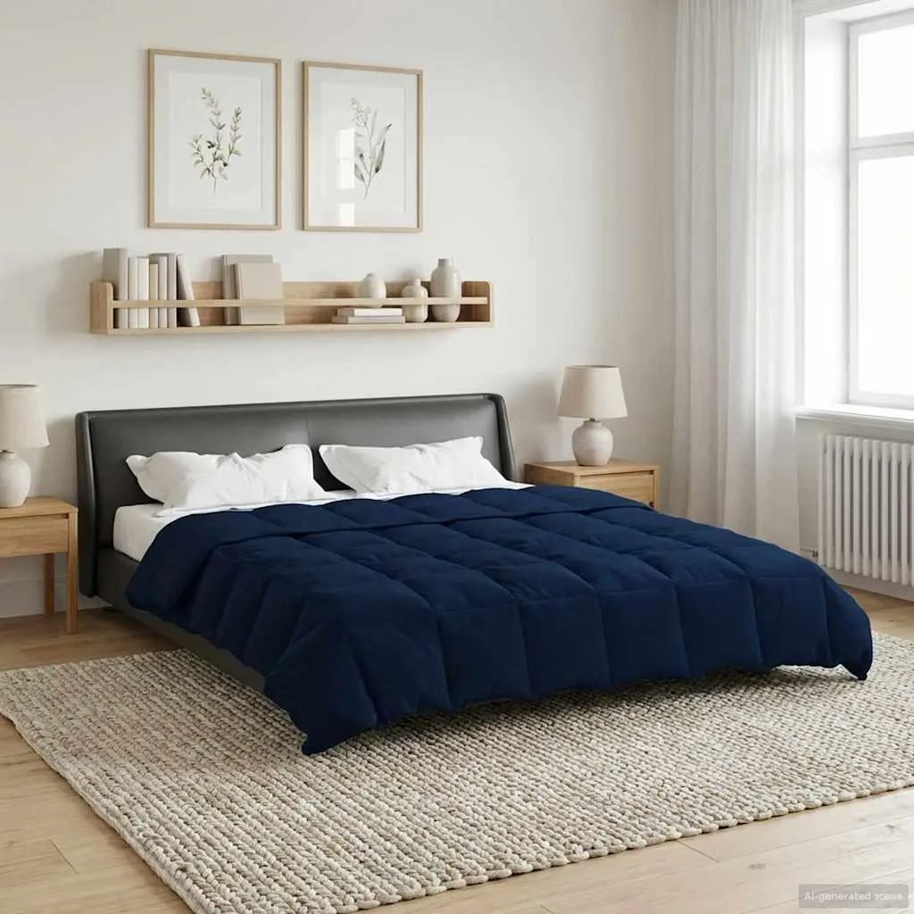Copripiumino Matrimoniale Tennis Blu – Set Biancheria Letto In Microfibra 260x240 Con 2 Federe 50x80 – Reversibile Con Cerniera