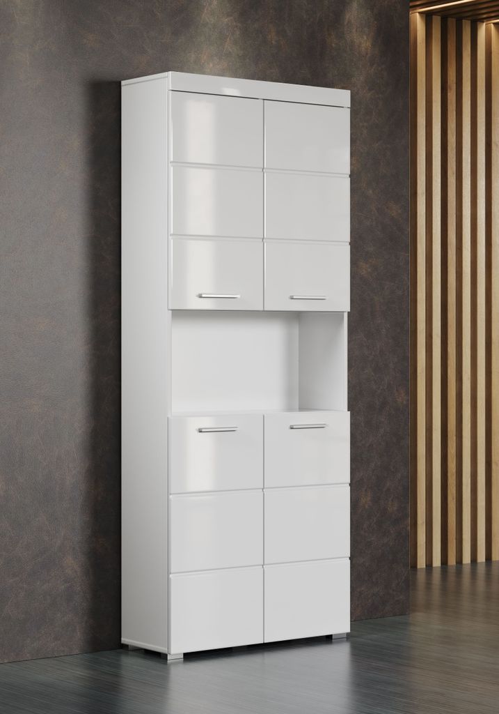 trendteam Bad Hochschrank Amanda Weiß Melamin/Weiß Produktbild 6