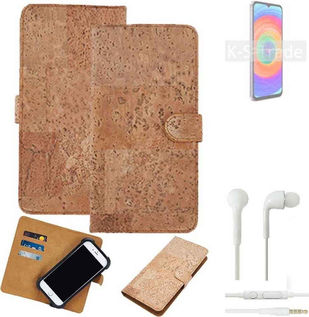 K-S-Trade Hülle kompatibel mit Ulefone Note 14 + in ear Kopfhörer Kork Handyhülle Cover Schutzhülle TPU Case Bumper in Hellbraun, (1x)