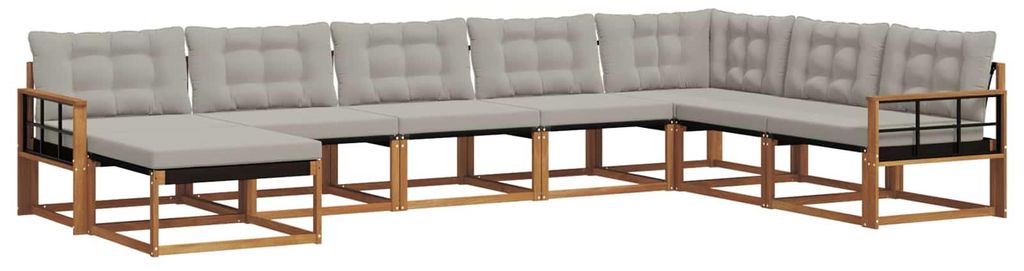 vidaXL Outdoor-Sofagarnitur mit Kissen 8 pcs Natürlich und Hellgrau