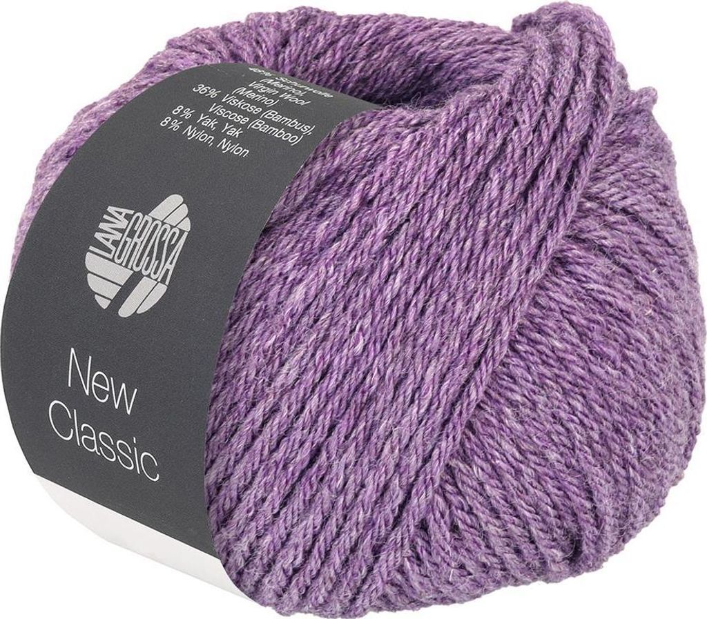 Lana Grossa NEW CLASSIC 50 g klassisch verzwirntes Garn mit Bambusfasern und Yak 100 m Farbe 003 - Violett