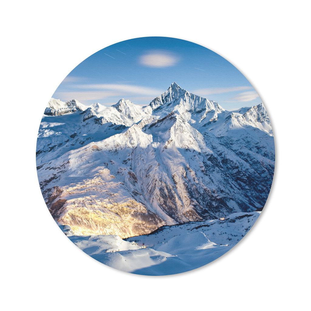 MuchoWow Mauspad Mousepad Alpen - Berg - Schnee 20x20 cm - Mousepads - Maus Mat - Pad - Mausunterlage - Schreibtischmatte