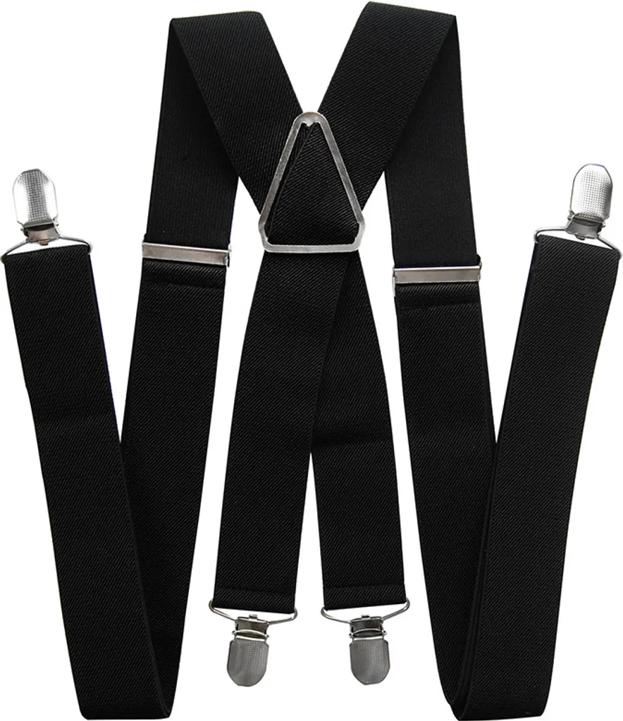 axy® Bretelle da uomo larghe 3,5 cm con 4 robusti fermagli a forma di X regolabili in lunghezza per matrimonio e affari - nero