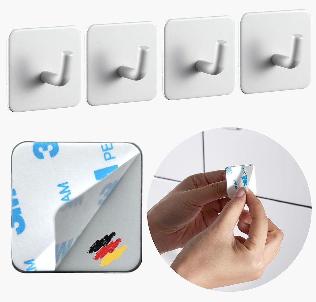 Selbstklebende Haken, grau, beige, Milchkaffee-Optik, Garderobenhaken, Wandhaken, beige Haken, selbstklebende Haken, Handtuchhaken, Küchenhaken, s...