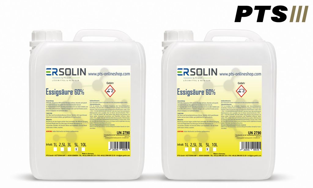Essigsäure 60% 2x5 L Entkalker Reiniger sehr ergiebig auch Produktbild 