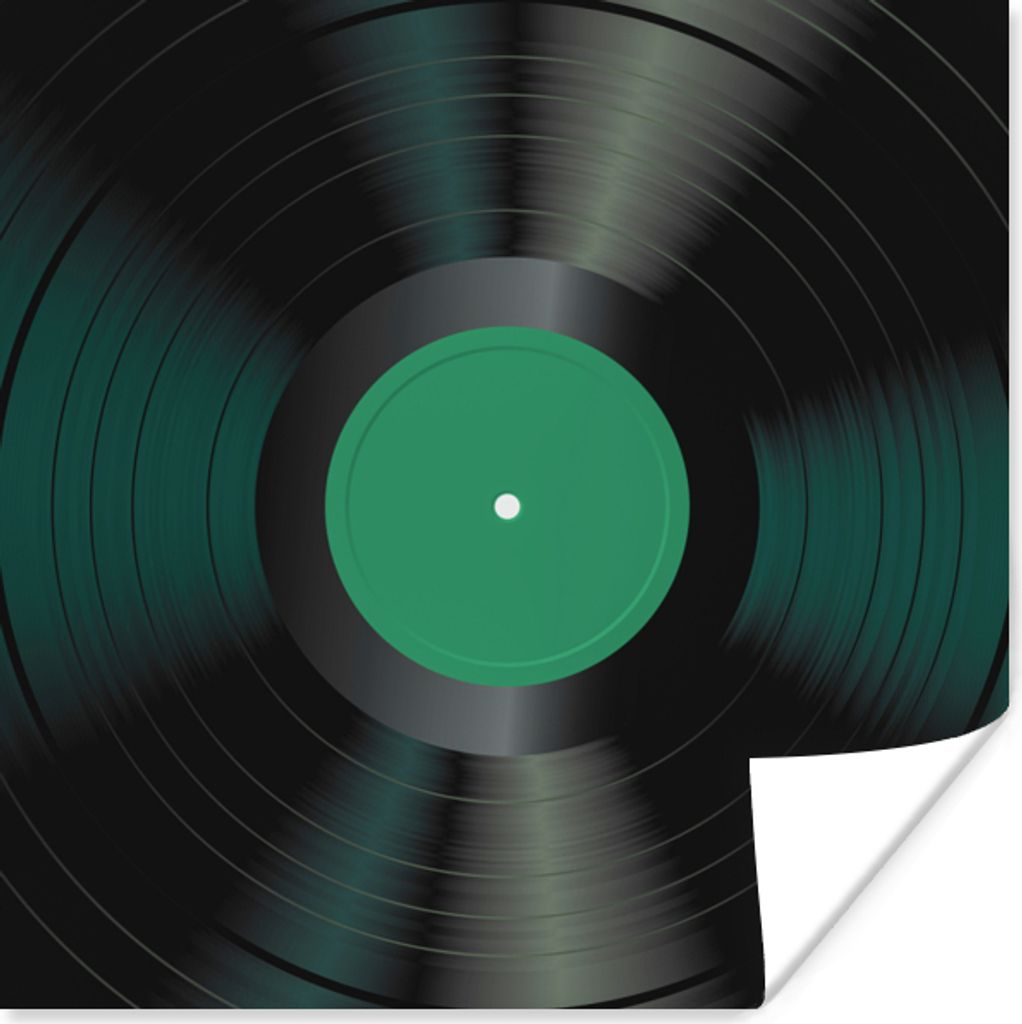 MuchoWow Poster Vinyl - Platte - LP - Retro - Türkis 50x50 cm - Wohnzimmerdekoration
