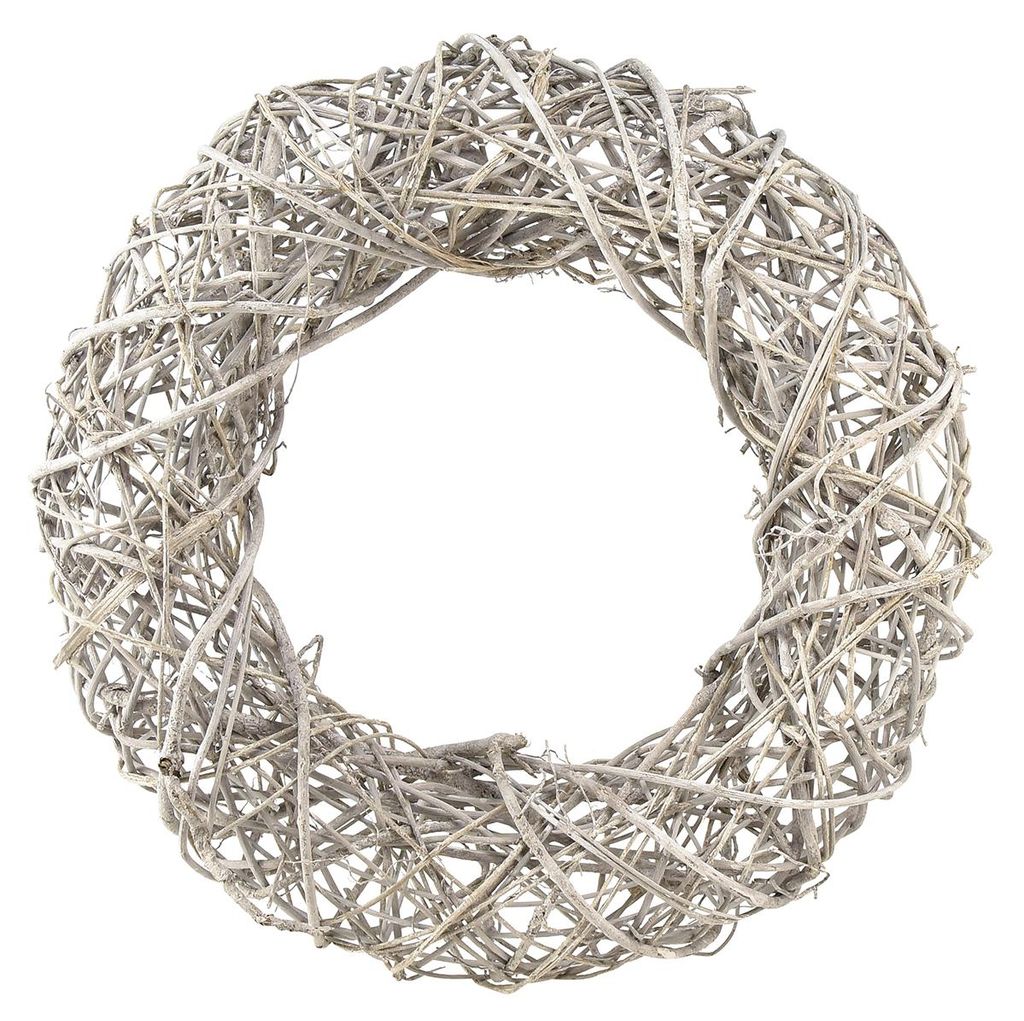 Dekokranz Holz Deko Rattan Natur Weiß Ø40cm H9,5cm - Shabby Produktbild 