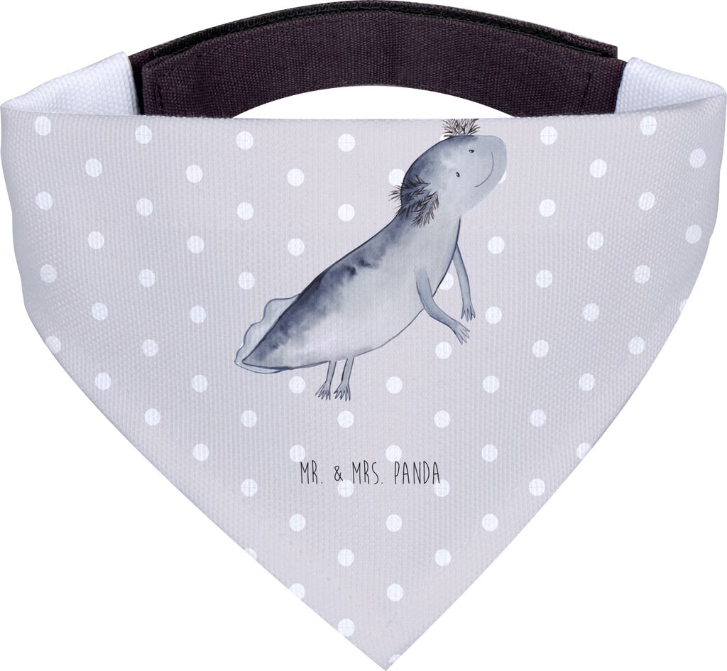 Mr. & Mrs. Panda Hund Halstuch Axolotl Schwimmen - Grau Pastell - Geschenk, Tuch, Optimistisch, Bandana, Hunde, Probleme, Lurch, Hundehalstuch, Fü...