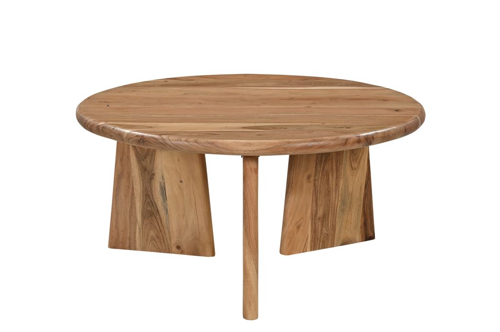 SIT Möbel Couchtisch Ø 90 cm | mit abgerundeten Kanten | Akazie massiv, natur | B 90 x T 90 x H 44 cm | 14681-01 | Serie WAVE