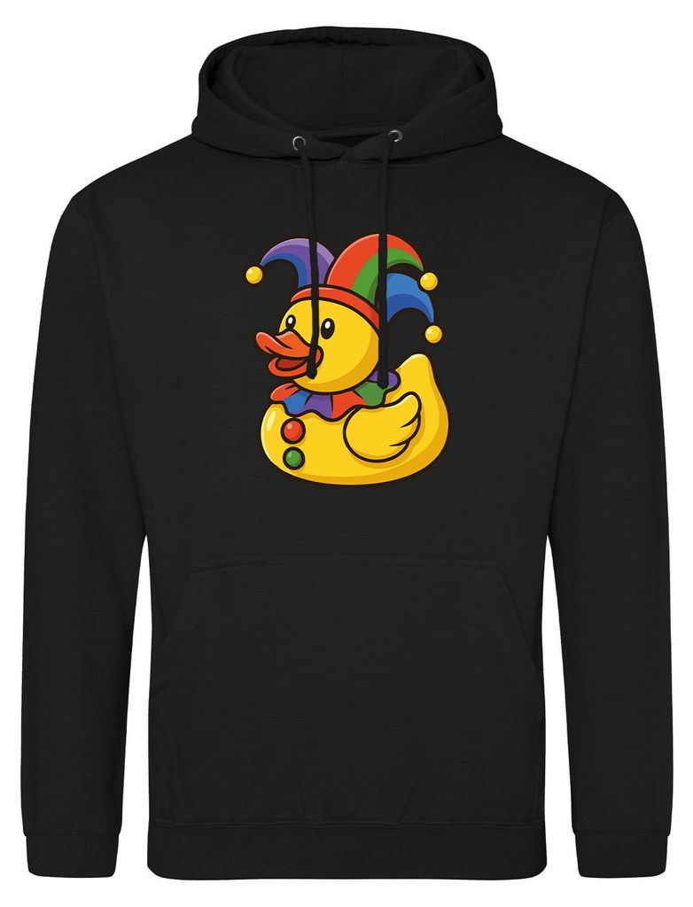Huuraa Uni Hoodie Quietscheente Karneval Gummiente Jeck 3XL Deep Black Vegan Sweatshirt Geschenkidee