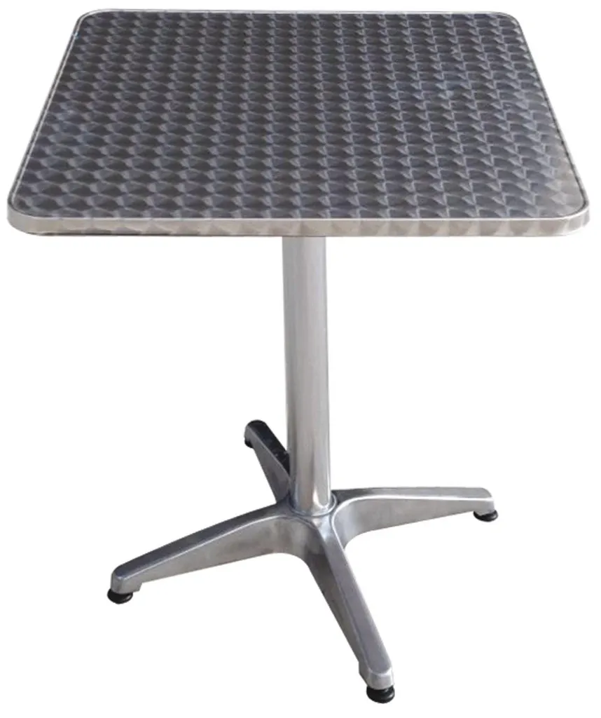 Table alu carrée 60x60cm sans rouille, idéale pour petit espace extérieur