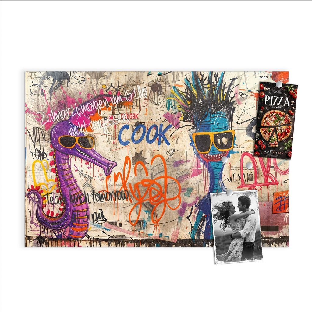Magnettafel 60x40cm Pinnwand Whiteboard beschreibbar - Graffiti Tiere