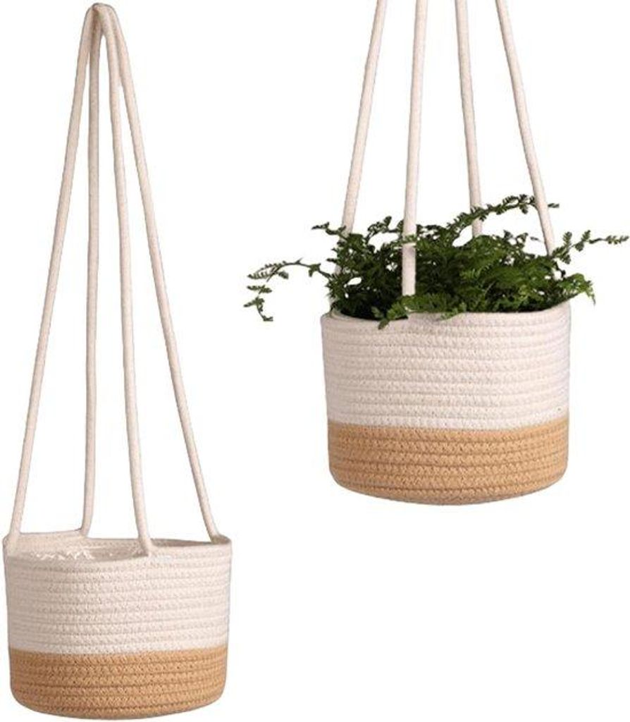 Kunststoff-Blumenpotten mit Meeresgras-Muster - Duo-Pack mit 2 Teilen
