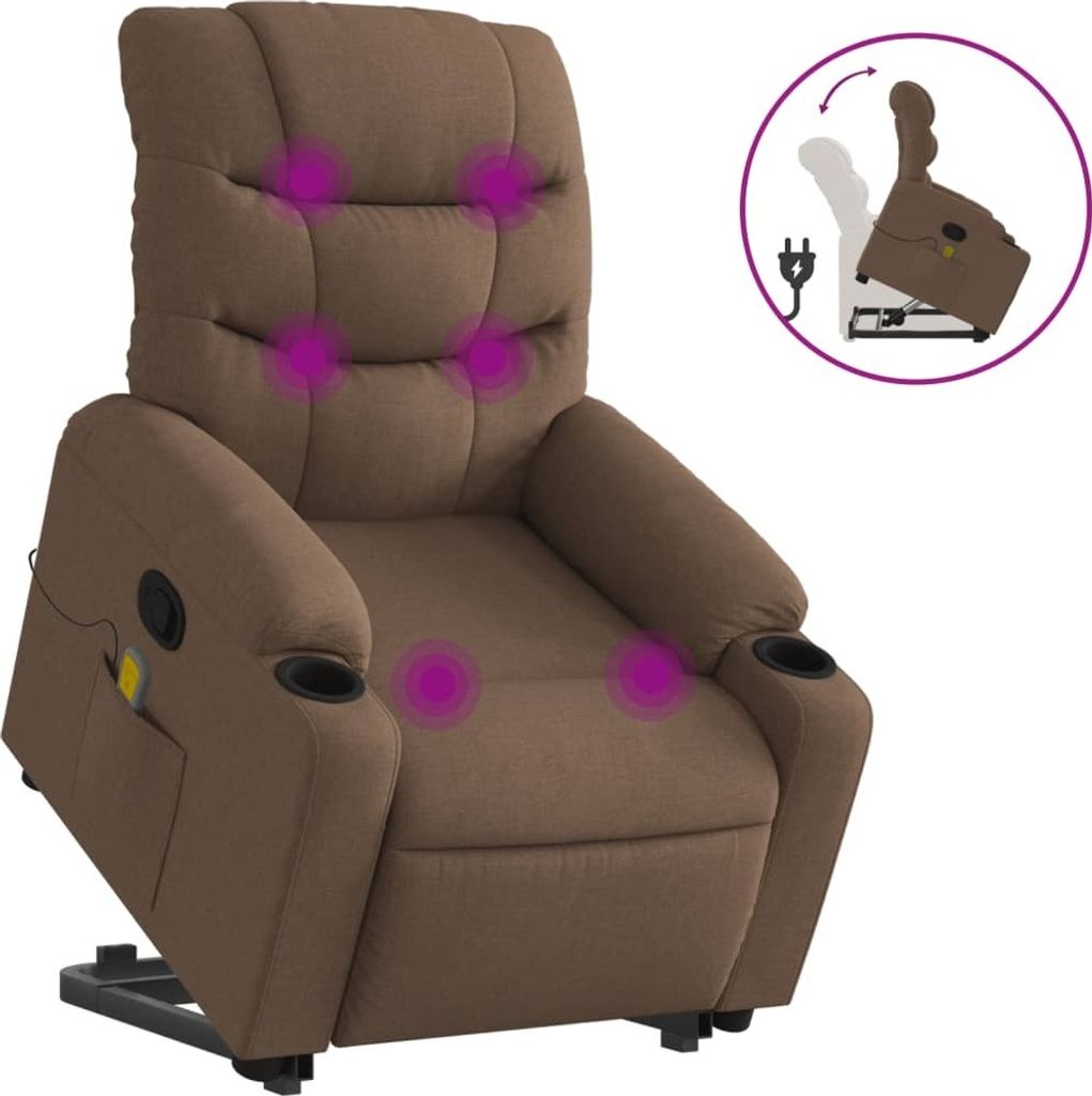 Fauteuil de massage avec releveur Marron Tissu Image du produit 