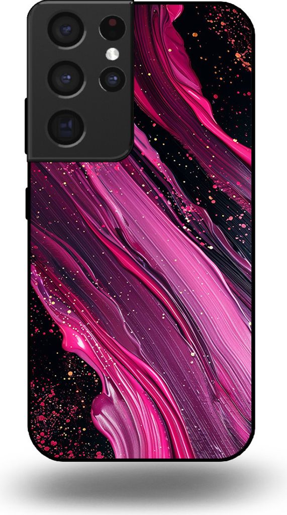 Smartphonica Handytasche passend für Samsung Galaxy S21 Ultra mit Marmordruck - TPU Rückseite Hülle Marmor Design - Lila Pink