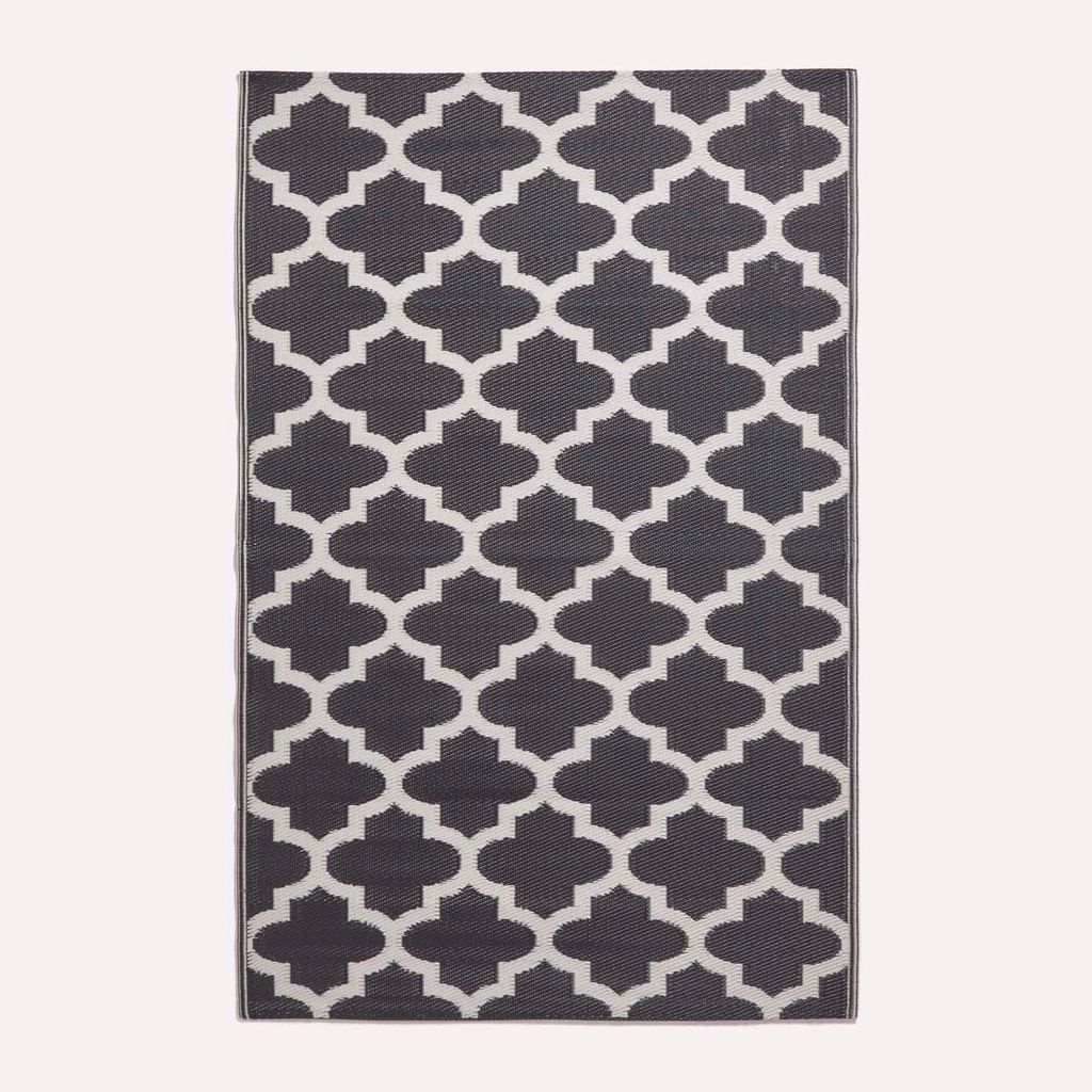 HOMESCAPES Outdoor Teppich wetterfest schwarz-weiß 180x270 Produktbild 