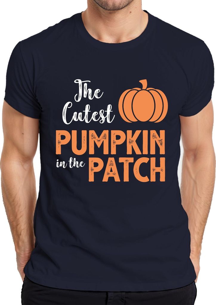 The Cutest Pumpkin in the Patch Halloween Kürbis Baby Kinder Herren T-Shirt, Navy, M