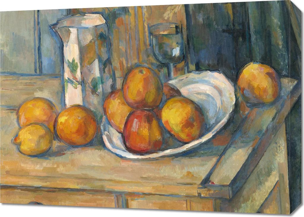 Bild 70x50cm Stillleben mit Milchkännchen und Obst, Paul Cézanne