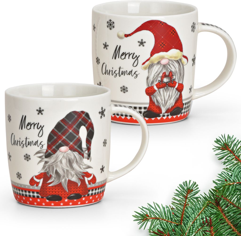 Weihnachtstassen 2er Set mit Spruch Merry Christmas Wichtel