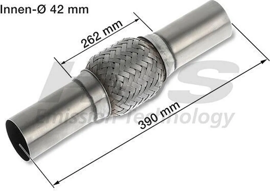 Tuyau flexible d'échappement HJS 83 00 8533 en inox pour VW POLO