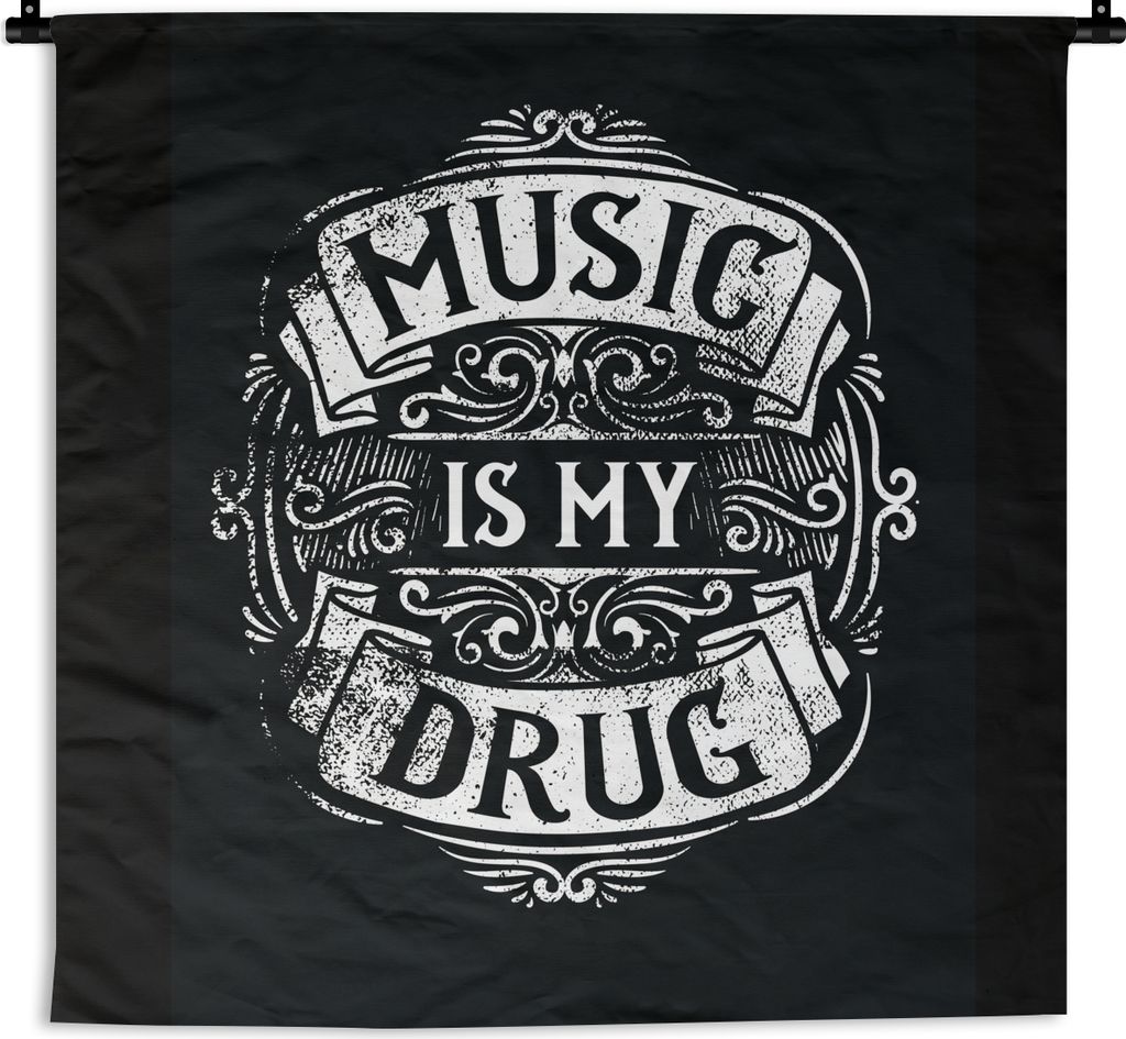 MuchoWow Wandteppich Wandbehang Musik - Retro - Zitat 90x90 cm Tapisserie Dekoration Wandtuch - Wandaufhänger