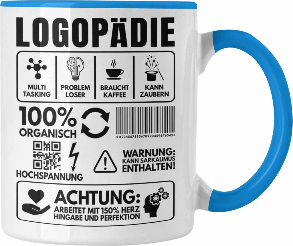 Trendation - Logopädin Spruch Tasse Geschenk Logopädie Logopäde (Blau)