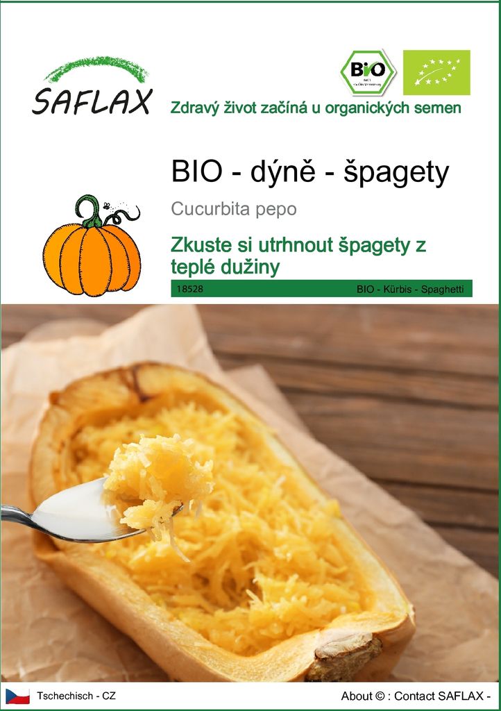 SAFLAX - BIO - dýně - špagety - Cucurbita pepo - 5 Semena Obrázek produktu 