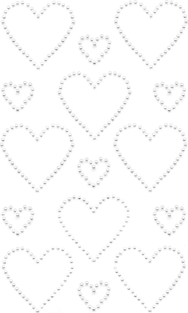 Oblique Unique Herz Sticker Perlen Aufkleber Set zum Verzieren Scrapbooking Basteln für Hochzeit JGA Valentinstag - weiß