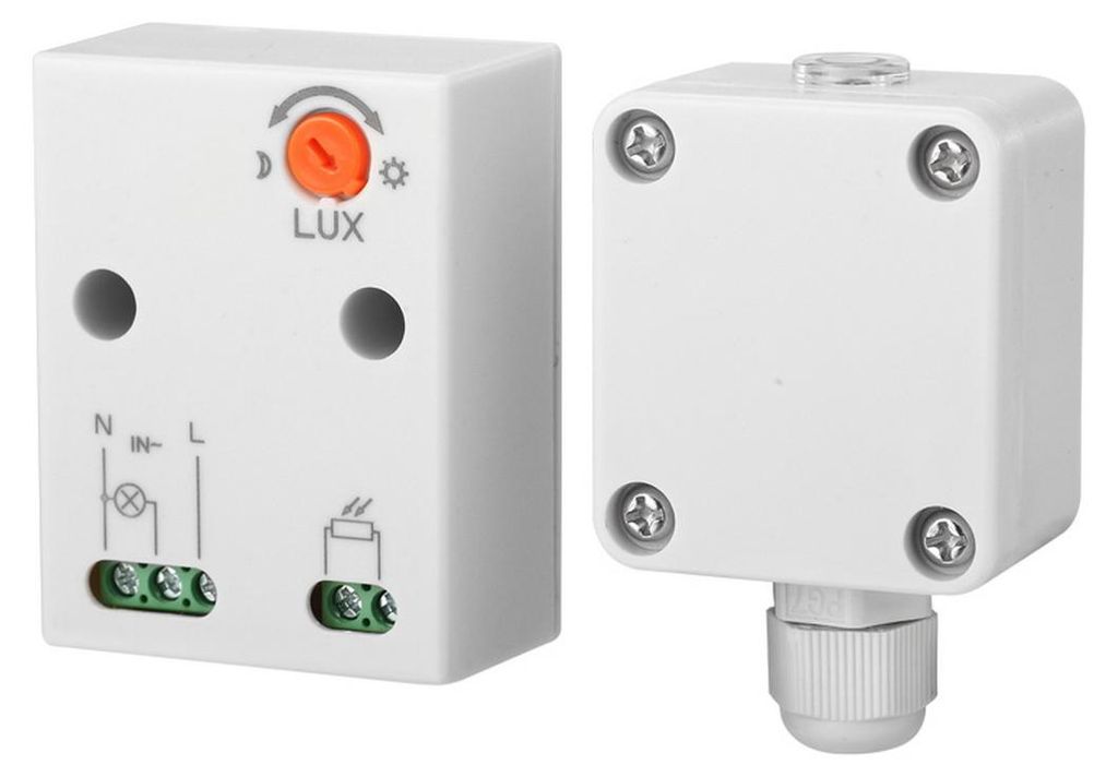 Alcapower Dämmerungsschalter 15A, einstellbare Schwelle 2-100 Lux, IP65, für Außenbeleuchtung 230V AC, elektronisches Gerät.