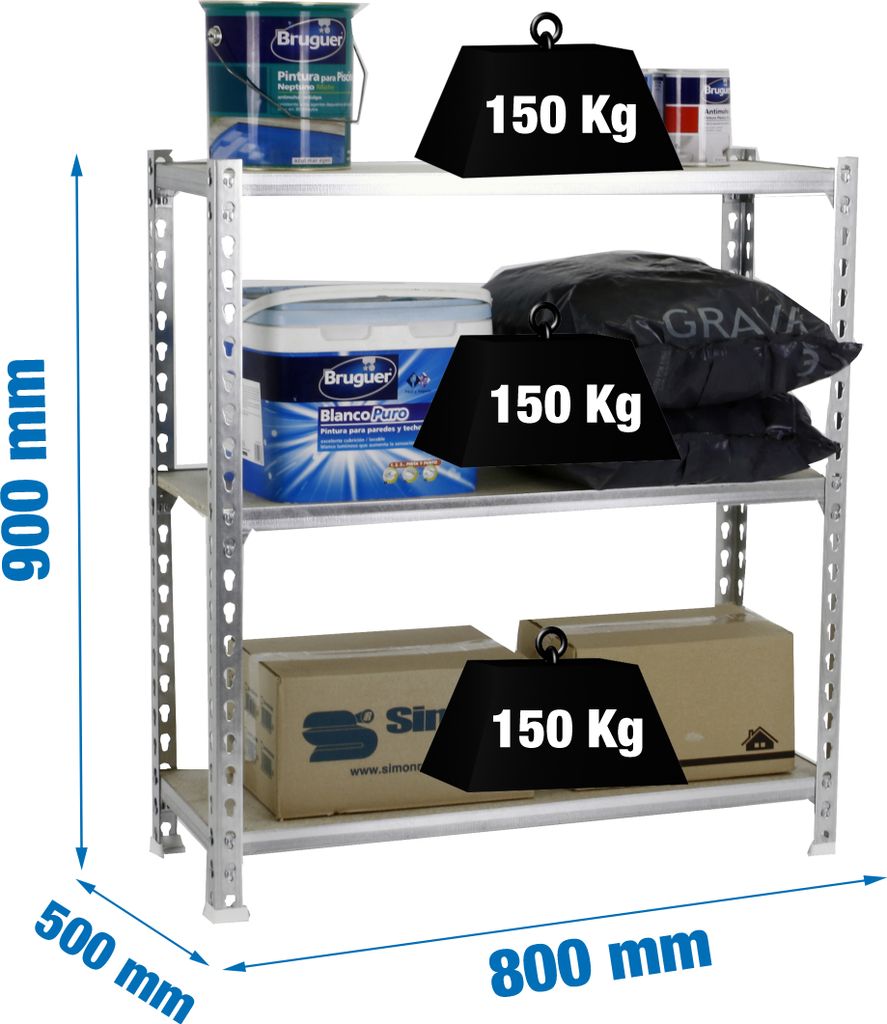 MADERCLICK MINI 3/500 900 GALVA/MADEIRA Metallregal