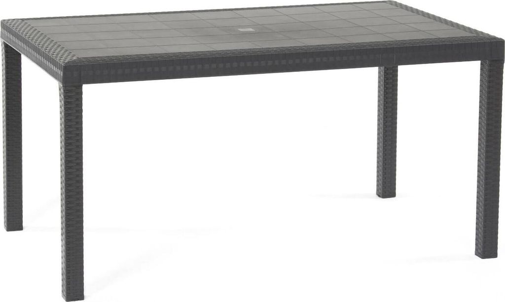 Outdoor Tisch Debueh, rechteckiger Gartentisch, Mehrzweck-Gartentisch in Rattan-Optik, 100 % Italy, 150x90h74 cm, Anthrazit