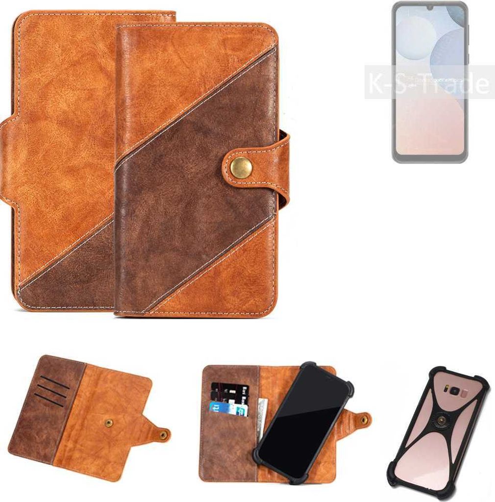 K-S-Trade Handyhülle Schutzhülle Bookstyle Case Wallet-Case kompatibel mit Ulefone Note 6T Cover Klapphülle Kantenschutz Smartphone dunkelbraun