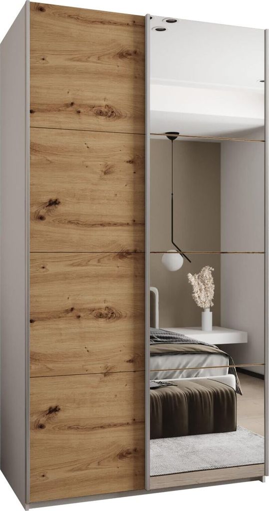 MEBLE KRYSPOL LUX 3 Schrank - 245,5x130x64cm - Weiß, Artisan, Silber