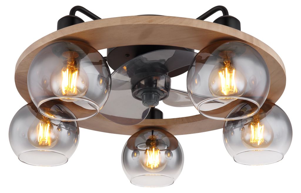 Globo Lighting Ventilator Metall schwarz matt, 5x E27 Produktbild 