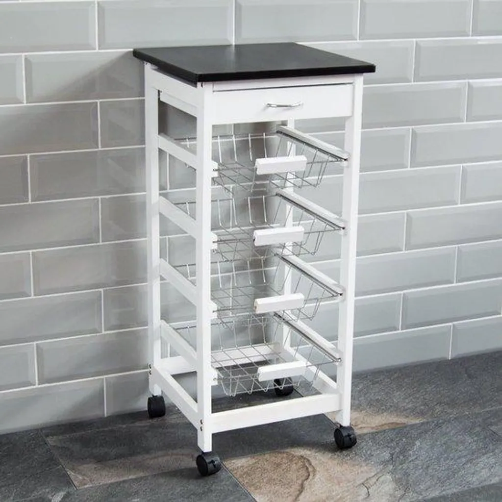 Chariot de cuisine avec paniers de rangement profonds - Acier Inoxydable