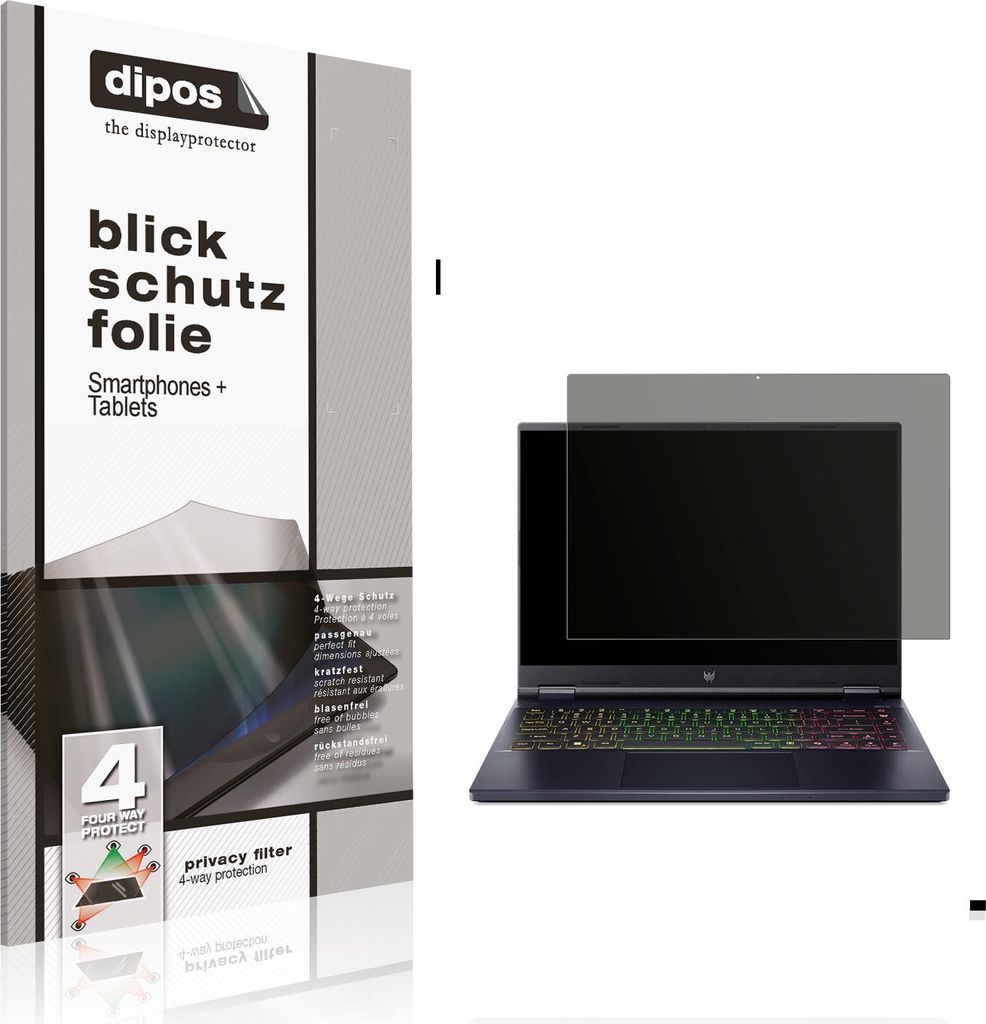 Blickschutzfolie für Acer Predator Helios Neo 14 AI matt Schutzfolie Folie Display Schutz dipos