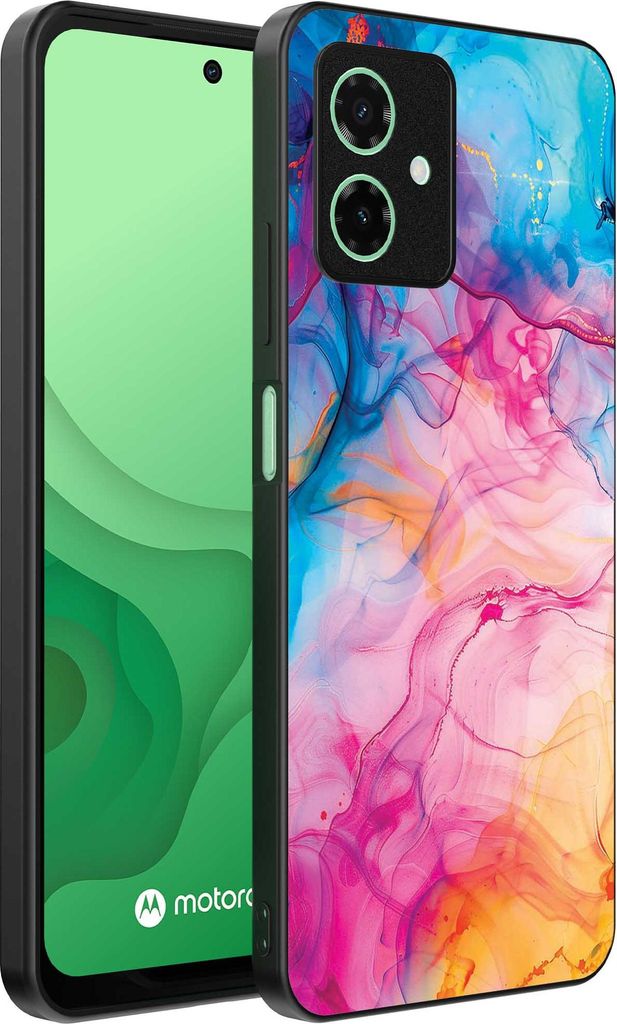 Smartphonica Telefon Fall geeignet für Motorola Moto G54 mit Regenbogen Acryl Marmor Print - TPU Backcover Fall Regenbogen Acryl Marmor Design