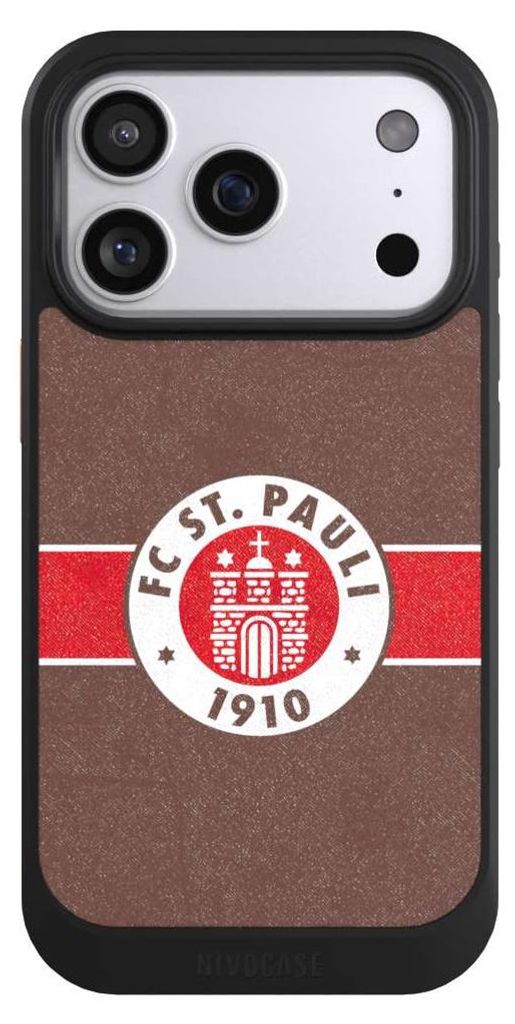 NIVOCASE Hülle für Apple iPhone 17 Pro Handyhülle NIVOcore Case Schwarz FC St. Pauli Logo Offizielles Lizenzprodukt