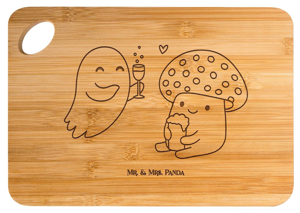 Mr. & Mrs. Panda Küchenbrett Gespenst Prost - Transparent - Geschenk, Fliegenpilz, Pils, Hackbrett, Frühstücksbrettchen, Dekoration, Schneidebre...