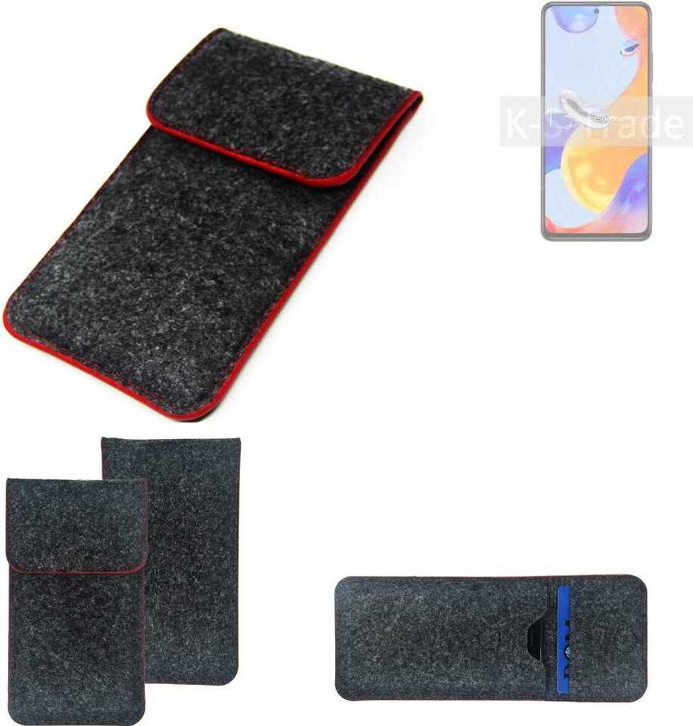 K-S-Trade Handy Schutz Hülle kompatibel mit Xiaomi Redmi Note 11 Pro Global Schutzhülle Handyhülle Filztasche Pouch Tasche Case Sleeve Filzhülle