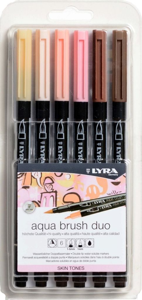 LYRA Pinselstifte Aqua Brush Duo Skin Tones 6 Stück Kunststoffetui