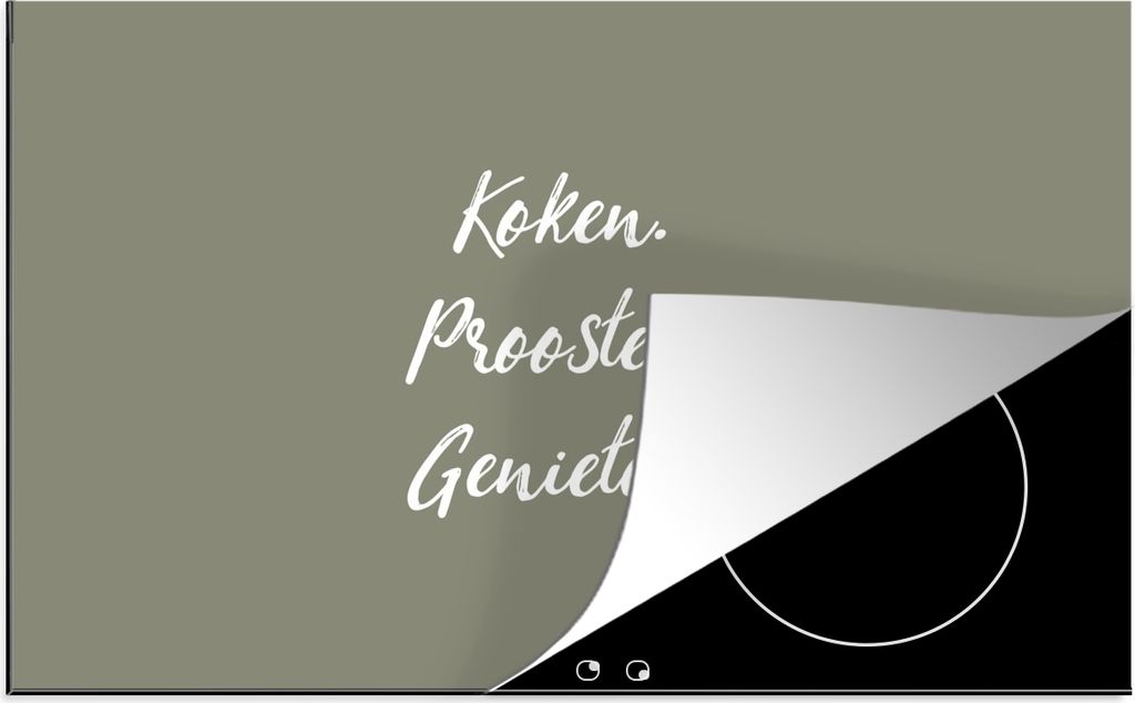 KitchenYeah Herdabdeckplatte Zitate - Sprichwörter - Kochen - Prost - Genießen - Trinken - Essen , 80x52cm, Küche Deko, Glaskeramikkochfeld He...