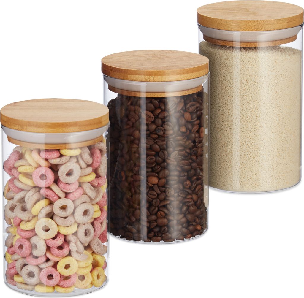 6 x Vorratsdosen Glas, für Pasta, Reis, Müsli, Produktbild 