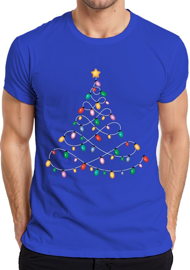 Lichterkette Tannenbaum - Weihnachten Weihnachtsgeschenk Christmas Herren T-Shirt, Blau, S