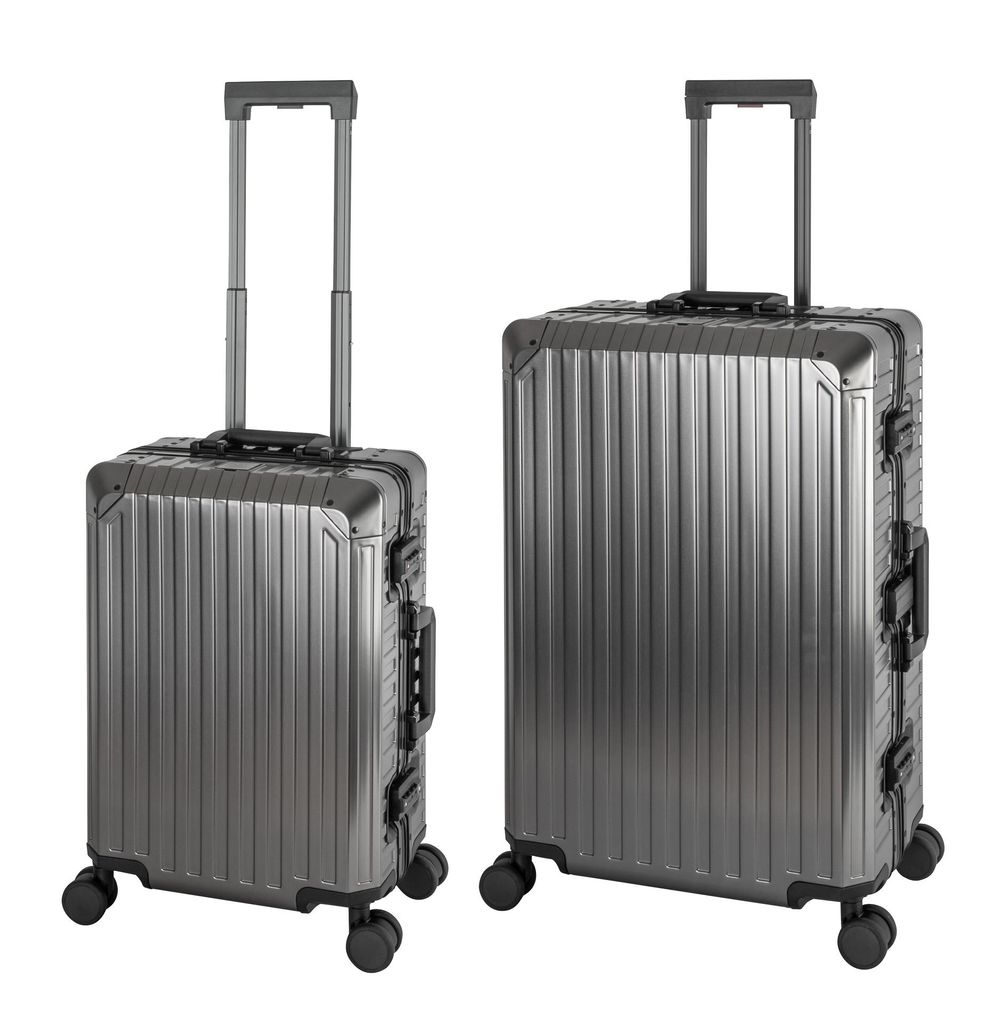 Travelhouse Tokyo - 2er Reisekoffer Set S+L - Aluminium Hartschale Grey